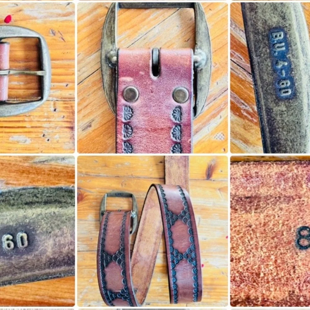 Vintage 90s Tooled Leather Belt Size 32 Western Boho - Picture 16 of 16